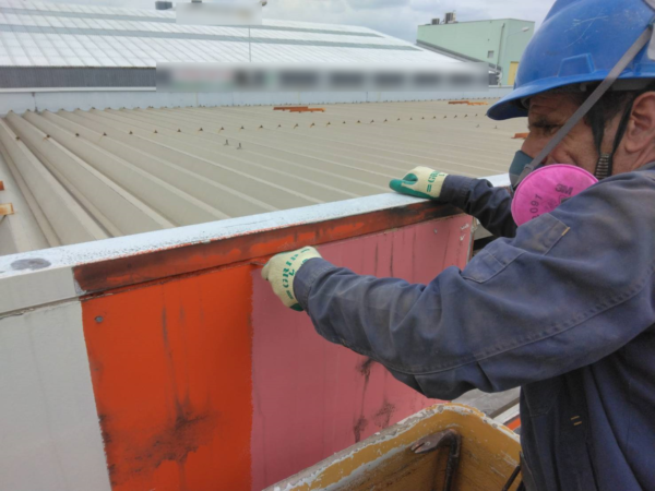 キャノピー（給油所）の石綿除去風景
