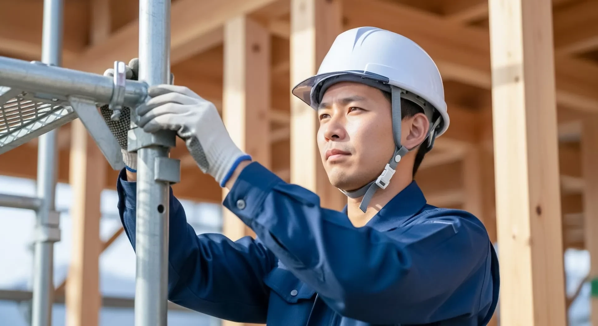 先輩に教わりながら作業する若手