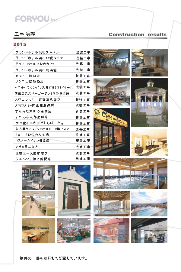 2015年　施工実績表