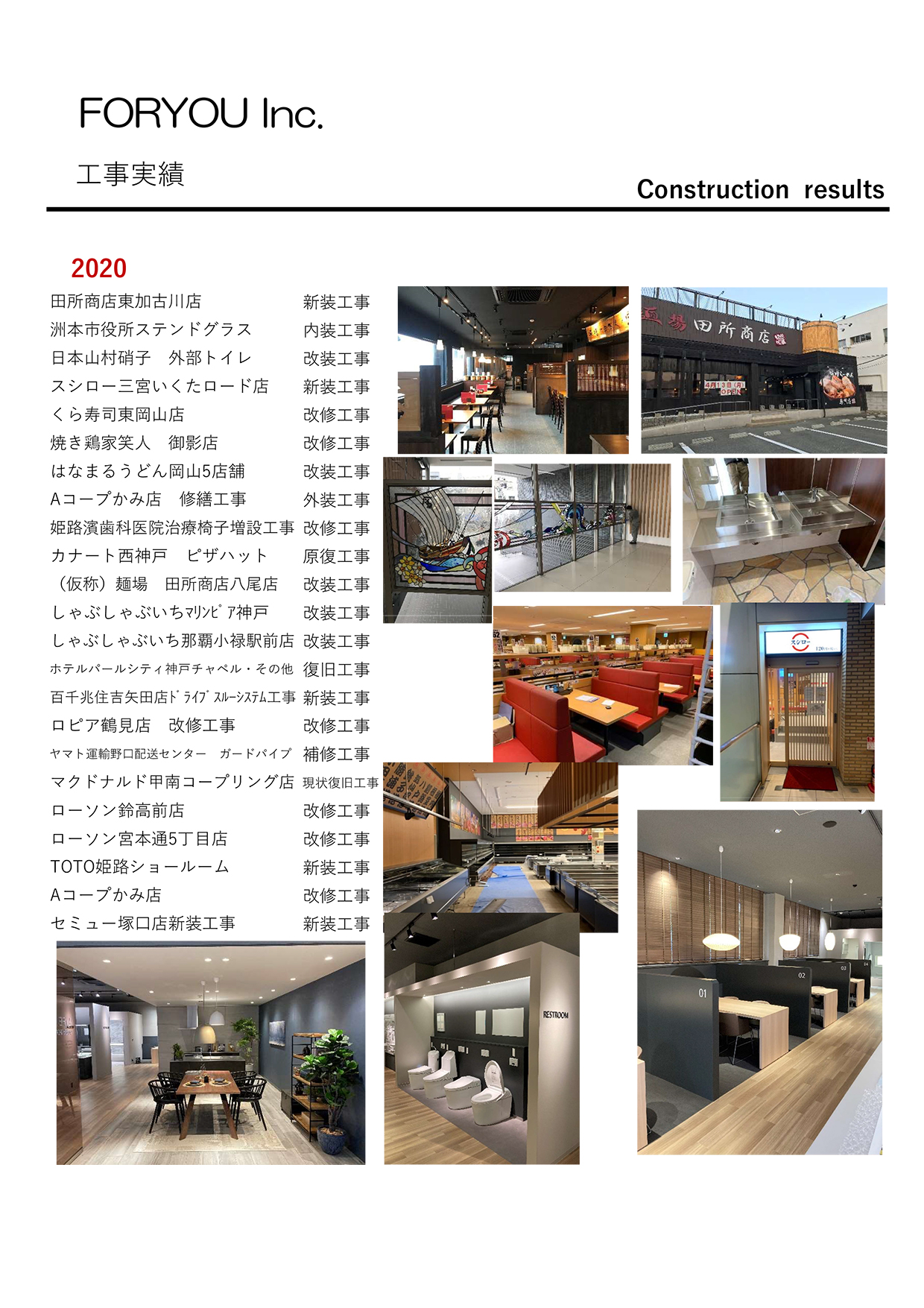 2020年　施工実績表