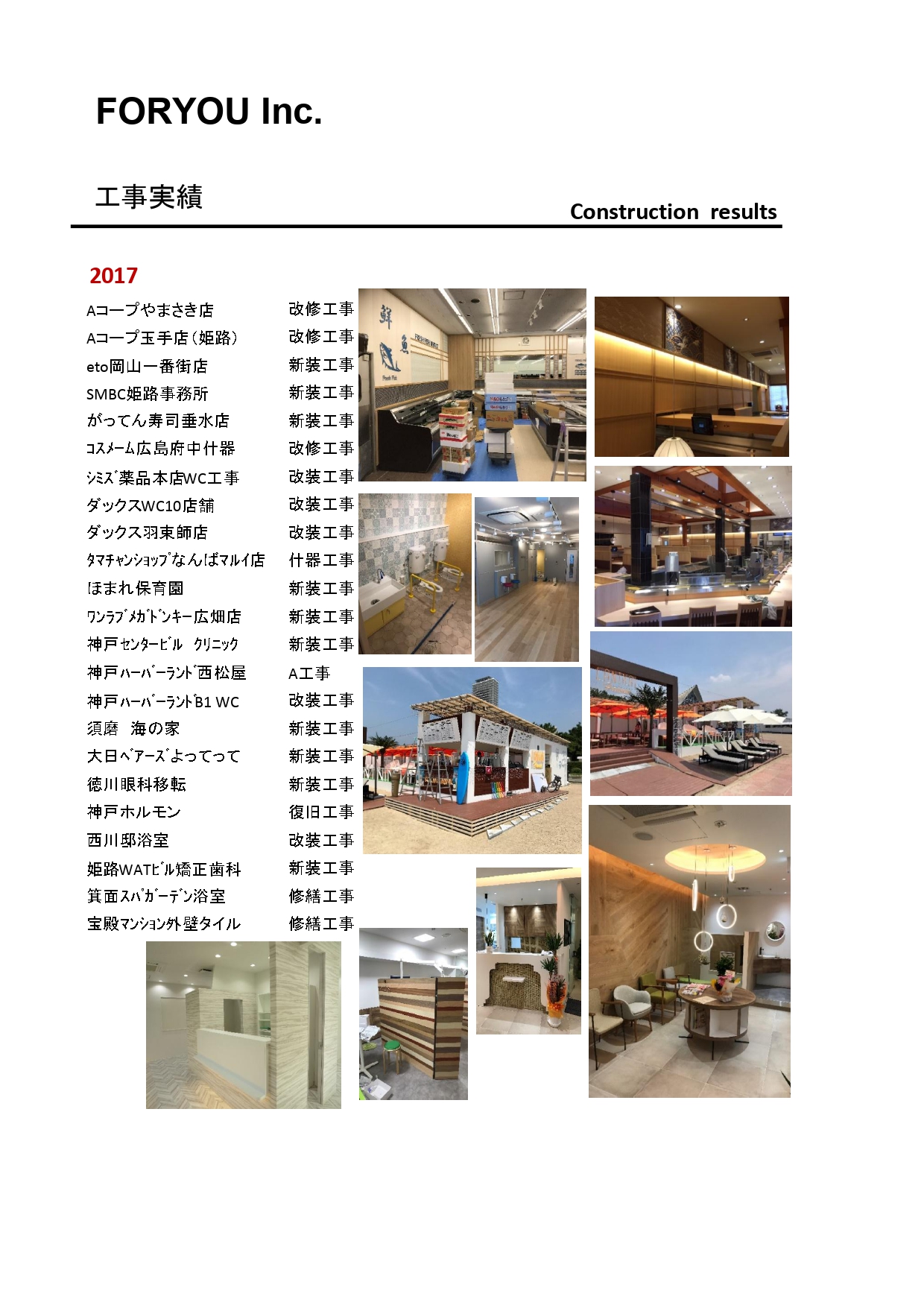 2017年　施工実績表