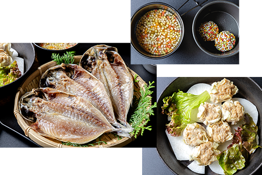 【朝食】干物など地元食材をふんだんに使った和食