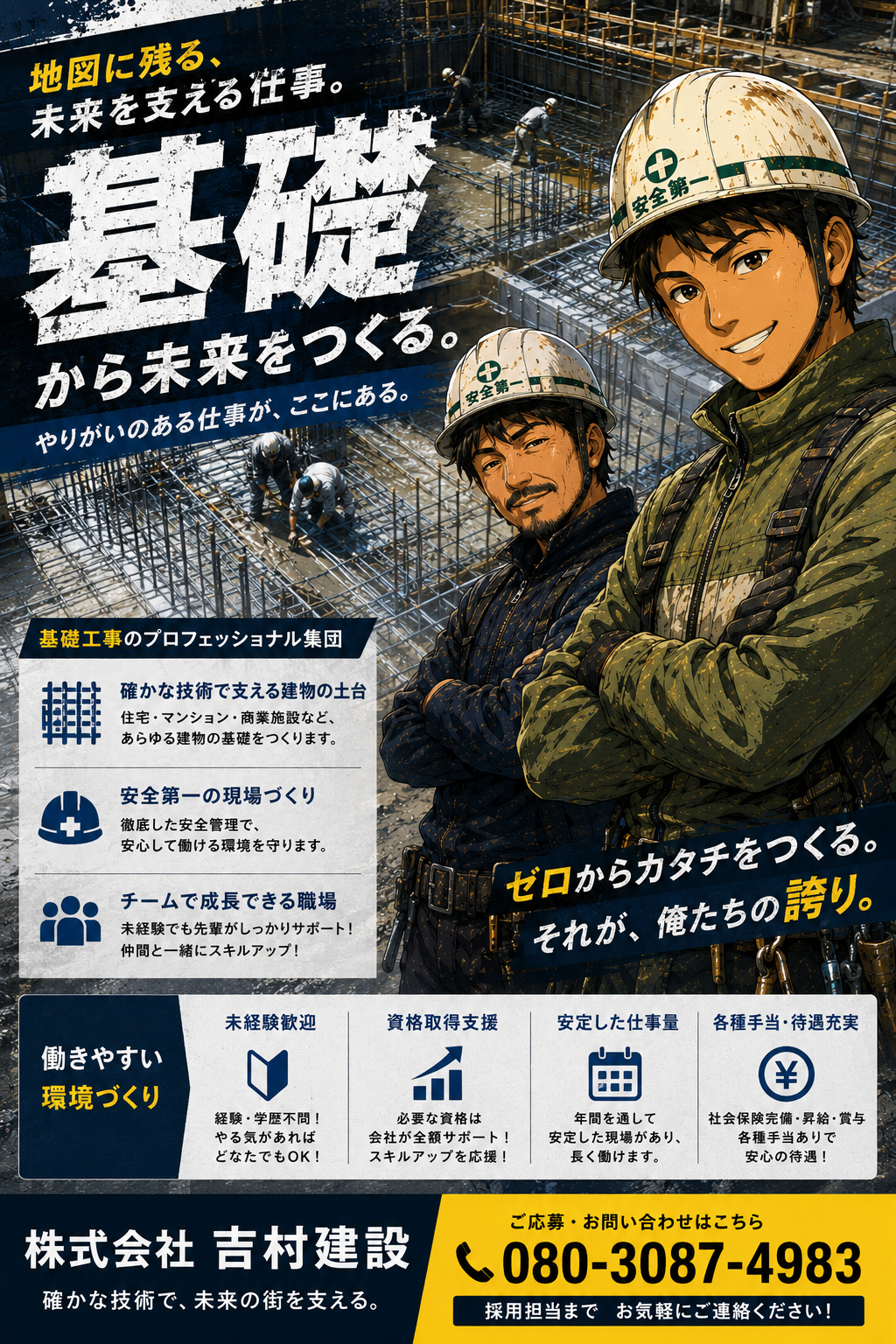 【求人募集】未経験から高待遇スタート！住宅基礎工事の新しい仲間を大募集